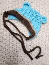 Brown And Blue Bear Newborn Hat