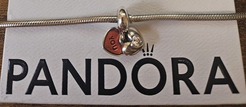Authentic PANDORA 791244CZ Me & You Pink Heart Dangle Charm Retired S925 ALE
