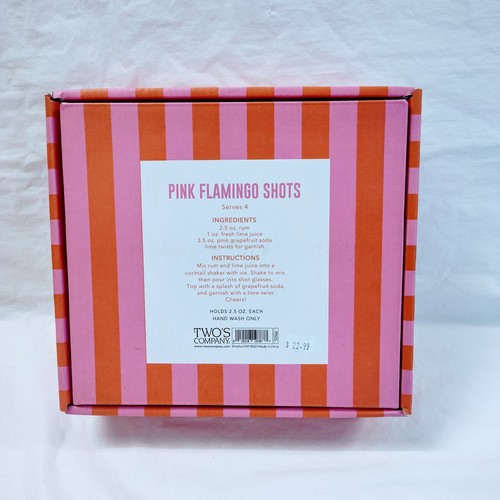 Set Of 4 Pink Flamingo Shot Glass Set 2.5 oz - Picture 2 of 5