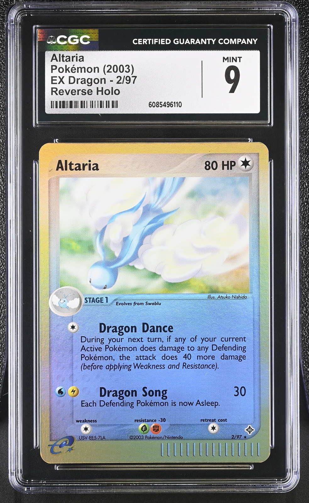 CGC 9 MINT Altaria 2003 EX Dragon 2/97 Reverse Holo Pokemon Card