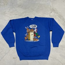 VTG Santa Christmas Reindeer Sweatshirt SZ M Funny USA Made Puff Sweater 1990s