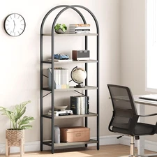Bookshelf Tall Bookcase Arched Standing Bookshelves Modern Display Racks 5 Ti...