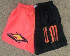 Vintage Umbro Neon Orange Black Colorblock Nylon Soccer Shorts USA Men's Large
