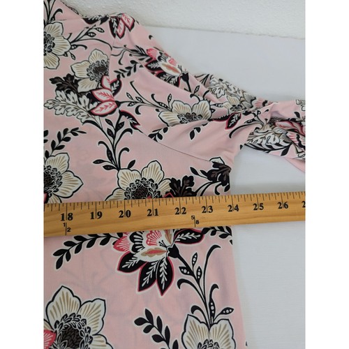 JM Collection Woman Floral Print Tunic Top Office Blouse Lace Up Neck Plus 3X - Picture 4 of 7