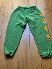 Aviator Nation Green Kelly Vibrant Smiley Faces Athleisure Women's Sweatpants S