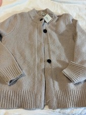 L.L. Bean vintage 100 Lambswool Women  s Cardigan Size Large Cream NWTS READ  