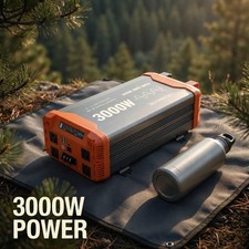 3000W Pure Sine Wave Inverter 12V to 120V AC LCD 4 Outlets Remote