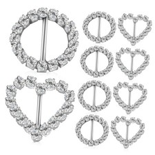 10 PCS Oval Rhinestone Buckle, Crystal Ribbon Slider, Wedding Invitation, Craft