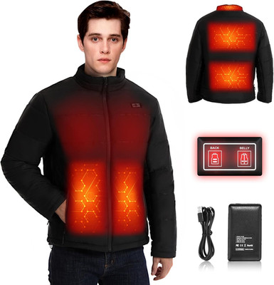 Heated Jacket for Men, 5 Heating Zones Carbon Fiber, 7.4V Battery Rechargeable W