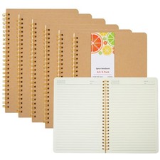 A5 Spiral Notebook 6 Pcs Kraft Cover Ruled Journals Notebooks 8.2" X 5.8"School