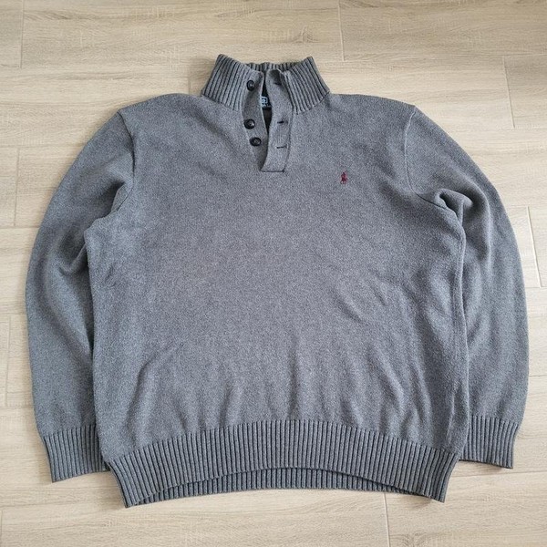 Men Polo Ralph Lauren Sweater Grey Cotton XXL