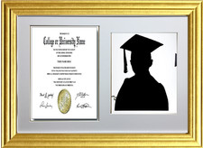 Graduation Double Photo Gold Frame for 1 A4 Certificate and 8X10''  Photograph