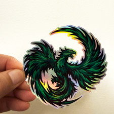 Holographic Phoenix Vinyl Sticker 3.5x3.5 Colorful Fire Bird Die-Cut Decal