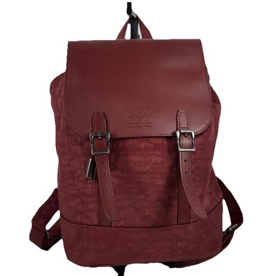 Herschel Orion Retreat Burgundy Small Backpack w/ Leather Flap