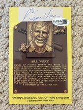 Bill Veeck JSA Authentic Cut Auto On Hall Of Fame Postcard Cleveland Indians HOF