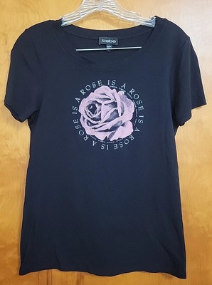 bebe Rose Logo T-shirt Size Large w/ Crystal Details, Super Soft Micro Modal 