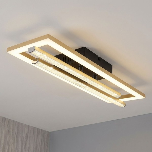 Deckenleuchte Deckenlampe Wohnzimmerleuchte Kristalle Schwenkbar Goldfarben Led-image