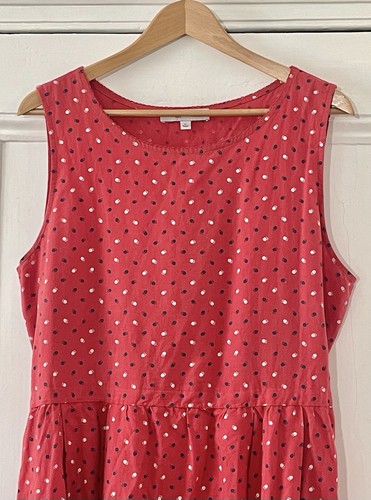 Ines de la Fressange Uniqlo Womens Red Floral Linen Blend Maxi Dress L UK 14 NEW - Picture 4 of 14