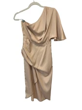 Cupshe Nyasia One Shoulder Irregular Hem Dress Size Small Beige Cocktail NEW