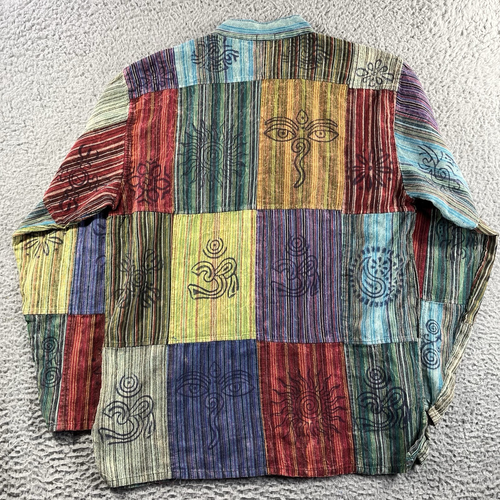Rising International Patchwork Shirt Small Nepal … - image 7