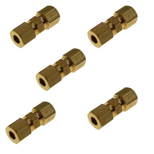 5 Pcs Brass Compression Tube Fitting Union 1/4" OD x 1/4" OD