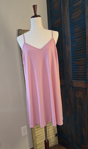 Modcloth V-Neck Pintuck Sheer Overlay Slip Dress Women XL Pink Buttons Tie Back - Picture 6 of 17