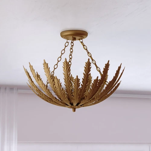 Ozette 18-In. W 3 Light Semi-Flush Mount Heritage Gold - Picture 2 of 4