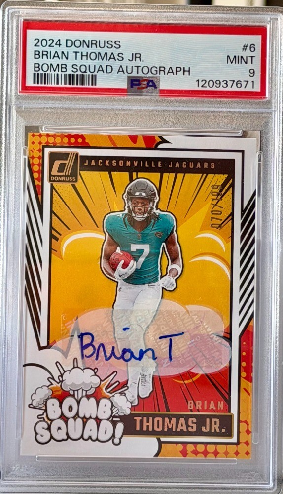 2024 Panini Donruss - Bomb Squad Brian Thomas Jr. Rookie Autograph /199 PSA 9