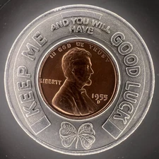 Beaver Falls PA Savings & Loan 1955 D Encased Penny Coin Token 35mm