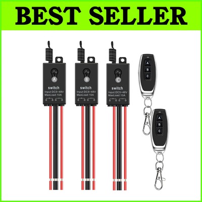 3 Way 12V Remote Control Switch Kit   328FT Long Range for Multiple Devices