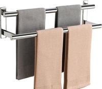 SAYAYO Double Towel Rail Wall Mounted 60CM Bathroom Towels Holder Chrome, Stain