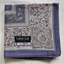 VTG Handkerchief Blue Cotton Sculpture Architecture Old Art Pocket Square 18" K1