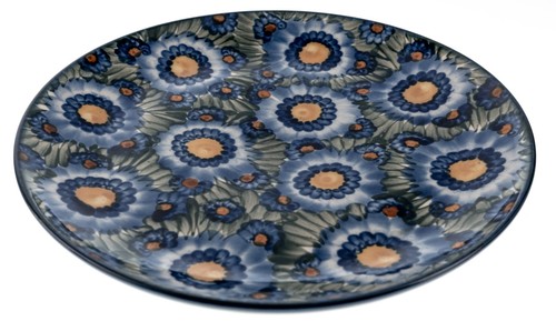 Polish Pottery Plate Floral Peacock Colors Unikat Bolesławiec 10" 1.76lbs Signed - Picture 2 of 13