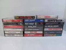 Huge 20 Cassette Tape Lot Rock 80's 90's Pop Tapes Night Ranger Aerosmith Doors