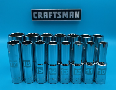 #ad NEW CRAFTSMAN 15pc 1 2quot; Drive DEEP METRIC 12 point socket set 10 27mm $84.99