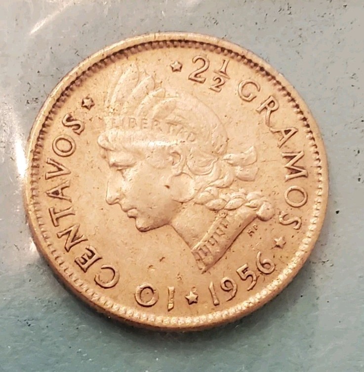 1956 Dominica 10 Centavos BU SILVER