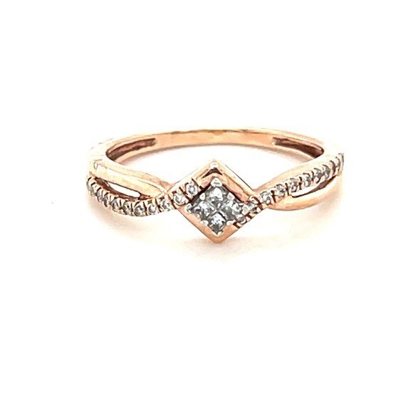Minimalist 10k Rose Gold Diamond Ring