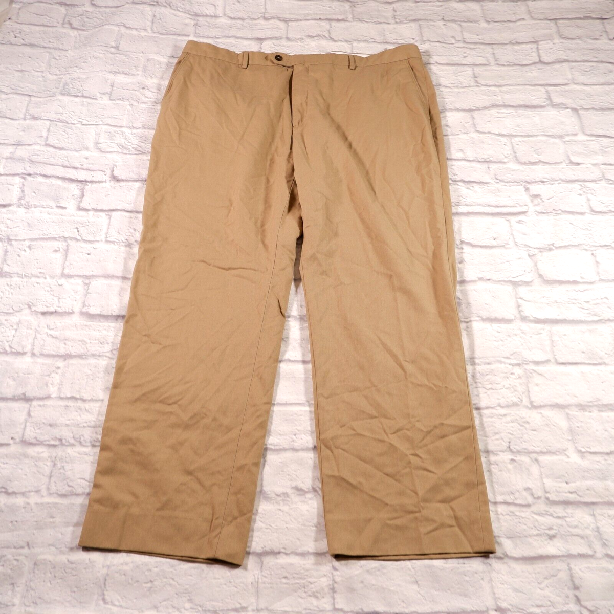 Joseph & Feiss Light Brown Flat Front Polyester Blend Mens Dress Pants 42 x  30 | eBay