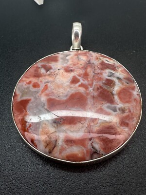 Sterling silver  Red Jasper Pendant 2.25  Tall Big Stone
