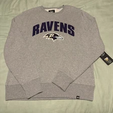 47 Brand Baltimore Ravens Strider Crew Sweatshirt Men's Large Pullover Grey New