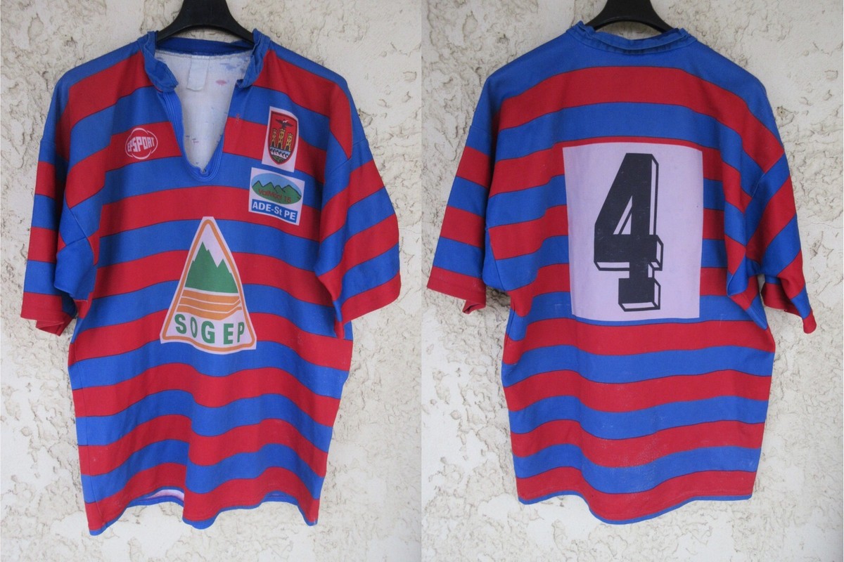 Maillot rugby LOURDES porté n°4 vintage shirt Epsport XL