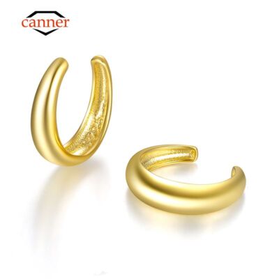 Geometric Ear Cuff Earrings Sterling Silver Circle Ear Clip No