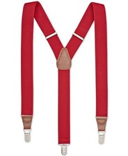  75 Club Room New Men'S Solid Red Elastic Braces Clip-End Adjustable Suspenders