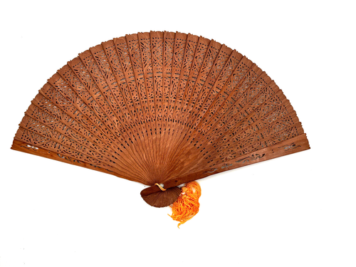 Vintage Folding Wood Carved Fan in Original Box, from China in the early 1980's - Picture 11 of 12