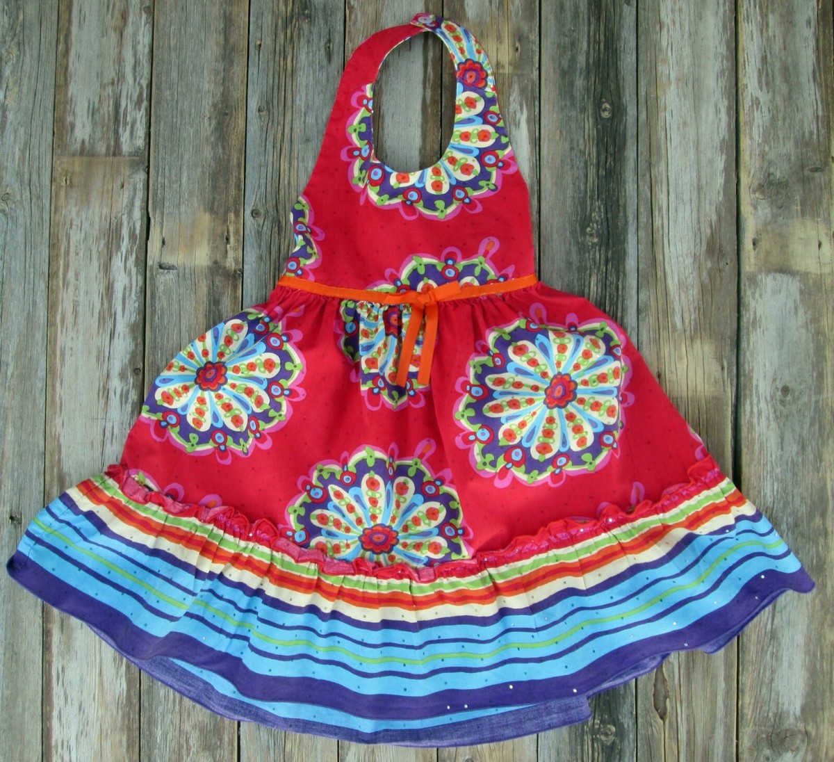 Blueberi Boulevard Size 4 Girl's Dress Halter Sundress Red Purple Blue  Smocked | eBay