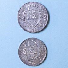 SOMALIA ITALIANA VITTORIO EMANUELE III 5 10 LIRE 1925 RARO qFDC/FDC ARGENTO