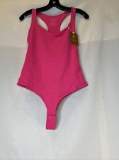 Reoria Hot Pink Bodysuit Tank Style Racerback MED Thong Soft Stretchy Summer