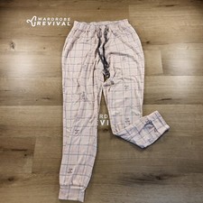 Life Is Good Women's Pink Plaid Drawstring Pajama Stretch Sleep Pants Heart S