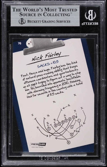 POP 1: Nick Fairley BGS 9+: 2011 Press Pass NL Rookie Year Gisto #76 - Image 2 of 3