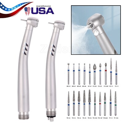 Dental Fiber Optic E-generator LED High Speed Handpiece 2/4 Hole Turbine 3 Spray